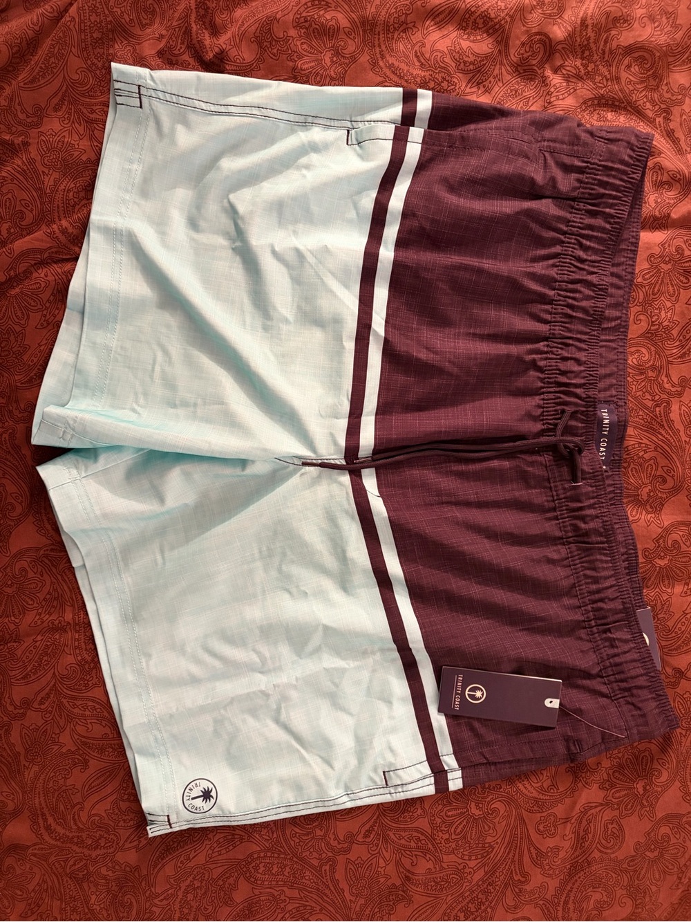Trinity coast Men's Two-Tone dark and Light Blue Swim Shorts trunks XXL new nwt